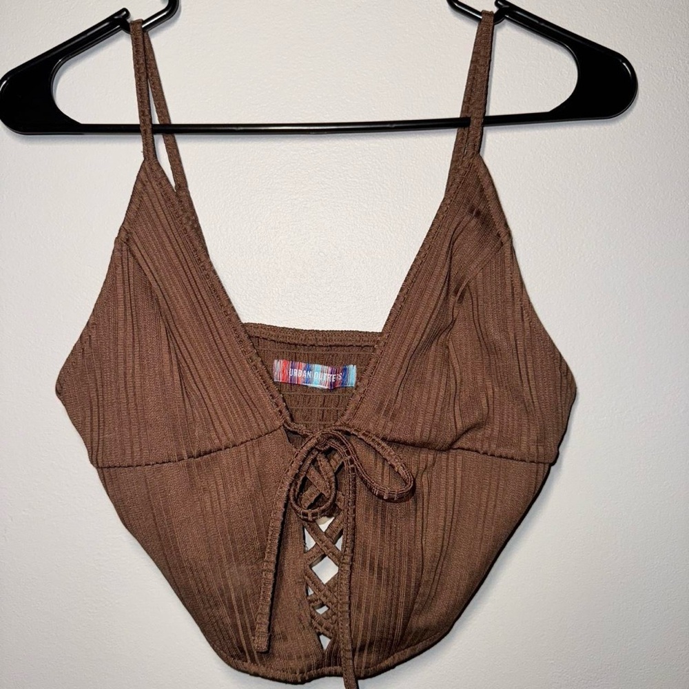 Urban Outfitters Brown Lace-Up crop top